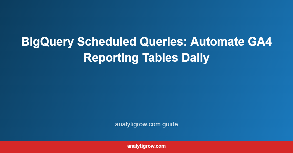 BigQuery Scheduled Queries: Automate GA4 Reporting Tables Daily