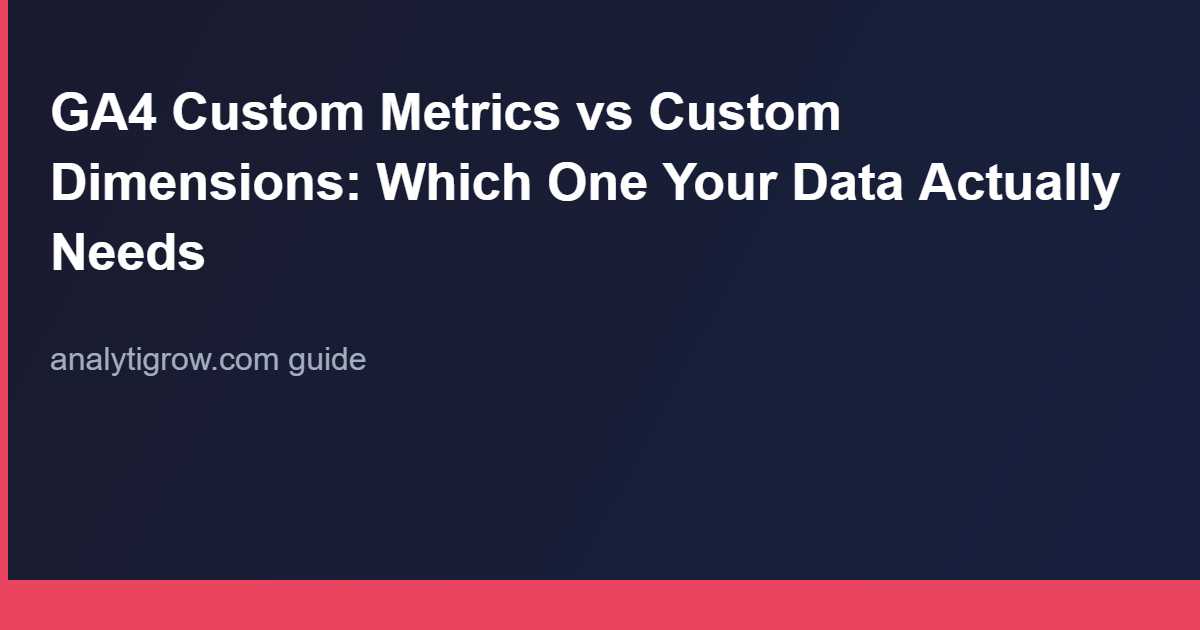 GA4 Custom Metrics vs Custom Dimensions: Which One Your Data Actually Needs
